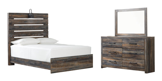 Drystan Full Panel Bed with Mirrored Dresser - Premier Furniture & Mattress