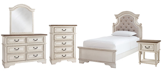 Realyn Twin Panel Bed with Mirrored Dresser, Chest and Nightstand - Premier Furniture & Mattress