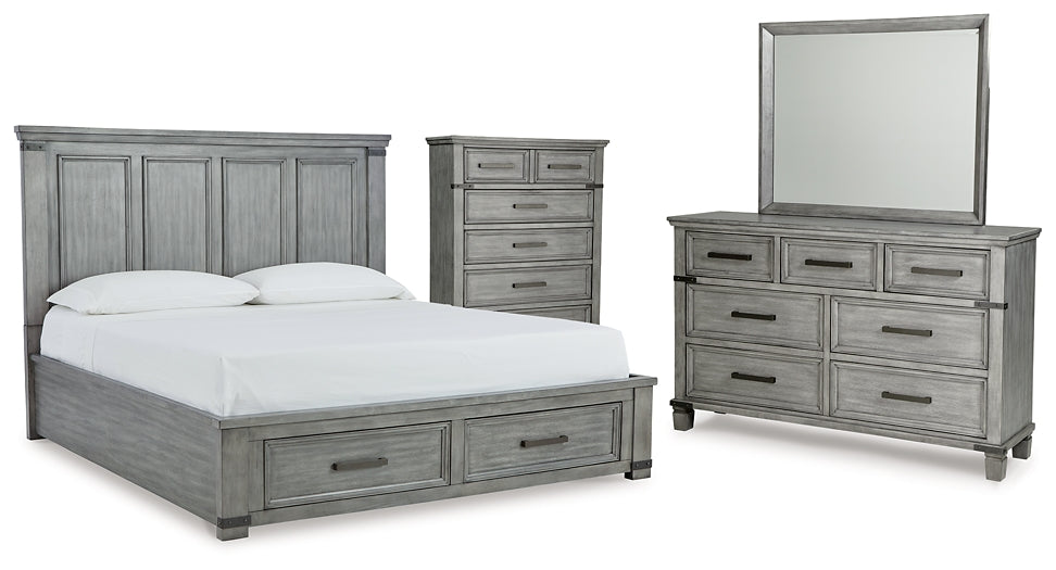Russelyn King Storage Bed with Mirrored Dresser and Chest - Premier Furniture & Mattress