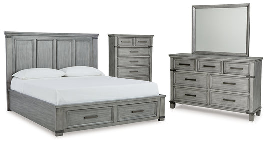 Russelyn King Storage Bed with Mirrored Dresser and Chest - Premier Furniture & Mattress