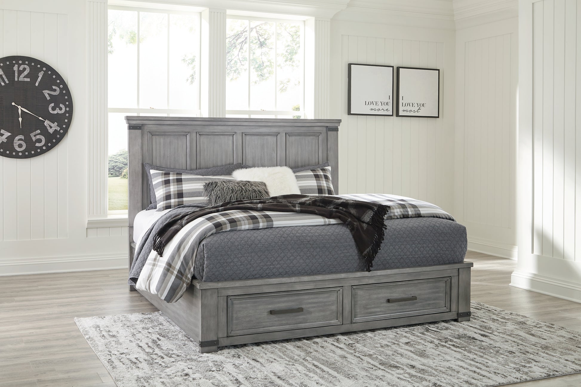 Russelyn King Storage Bed with Mirrored Dresser and Chest - Premier Furniture & Mattress