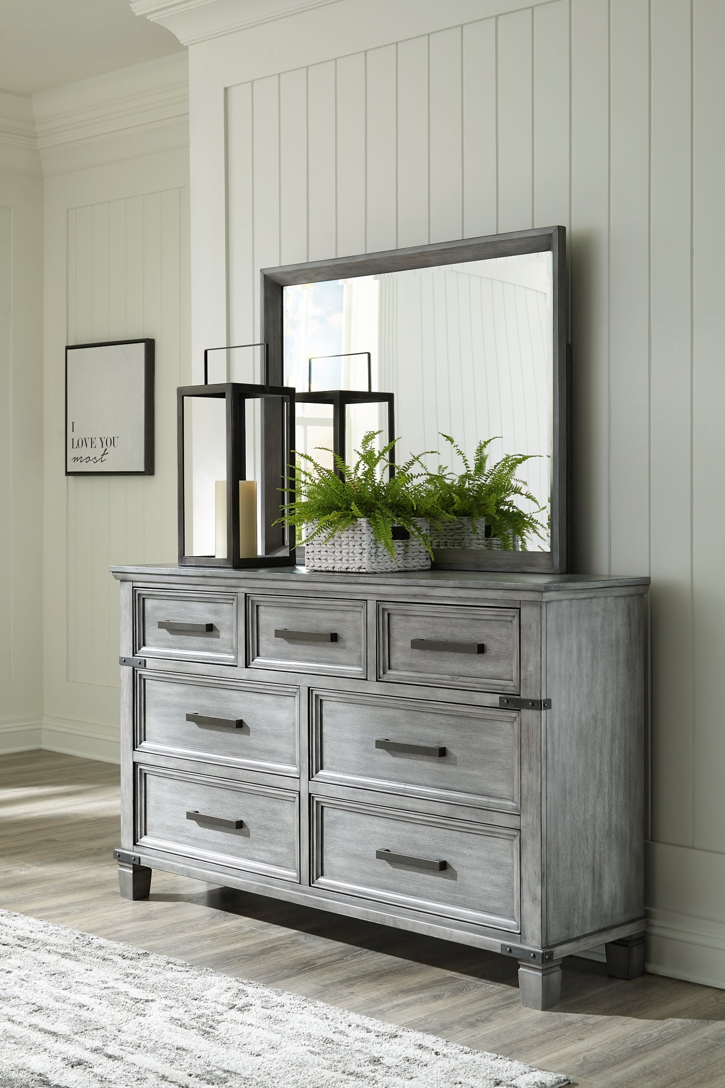 Russelyn King Storage Bed with Mirrored Dresser and Chest - Premier Furniture & Mattress