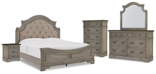Lodenbay California King Panel Bed with Mirrored Dresser, Chest and Nightstand - Premier Furniture & Mattress