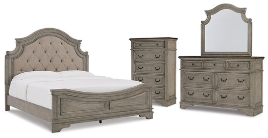 Lodenbay California King Panel Bed with Mirrored Dresser and Chest - Premier Furniture & Mattress