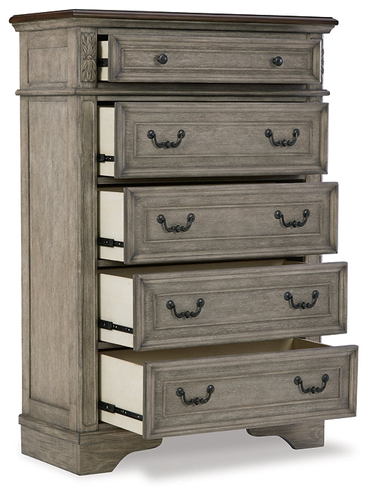 Lodenbay California King Panel Bed with Mirrored Dresser and Chest - Premier Furniture & Mattress
