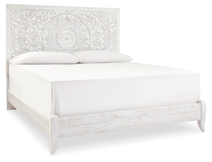 Paxberry King Panel Bed with Mirrored Dresser and Chest - Premier Furniture & Mattress