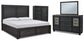 Foyland Queen Panel Storage Bed with Mirrored Dresser and Chest - Premier Furniture & Mattress