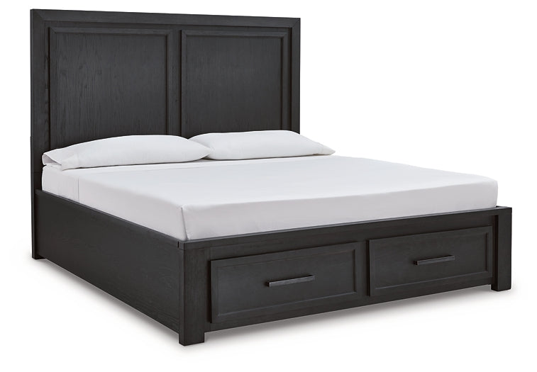 Foyland Queen Panel Storage Bed with Mirrored Dresser and 2 Nightstands - Premier Furniture & Mattress