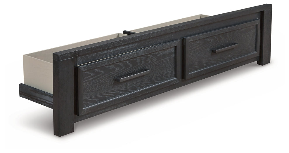 Foyland Queen Panel Storage Bed with Mirrored Dresser and 2 Nightstands - Premier Furniture & Mattress